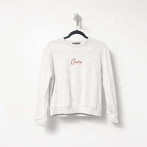 French Connection "Cherie" Monogrammed Winter French Casual Crew Neck Sweatshirt